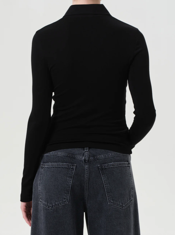 AGOLDE Top Amos Polo, Black Soho-Boutique