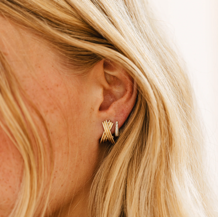 Dana Rebecca Designs Fine Jewelry Diamond Tapered Huggies, Yellow Gold Soho-Boutique