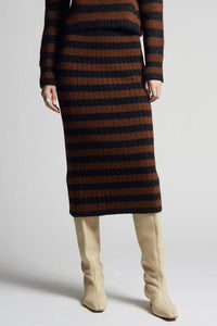 Eleven Six Pia Stripe Tube Skirt, Black Cocoa Stripe Soho-Boutique