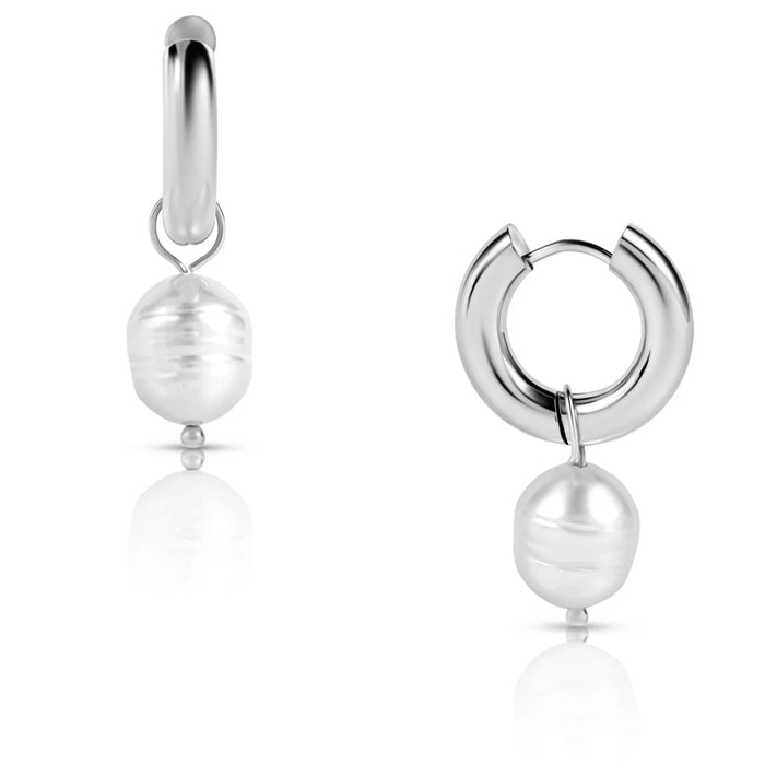 ELLIE VAIL Earrings Melrose Mini Hoop Pearl Earring, Silver Soho-Boutique