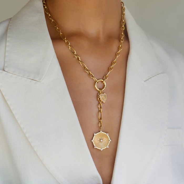 ELLIE VAIL Necklace Linden Toggle Chain Medallion Necklace, Gold Soho-Boutique