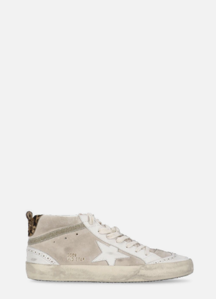 Golden Goose Deluxe Brand Sneakers Mid Star, Beige Brown Leo Soho-Boutique