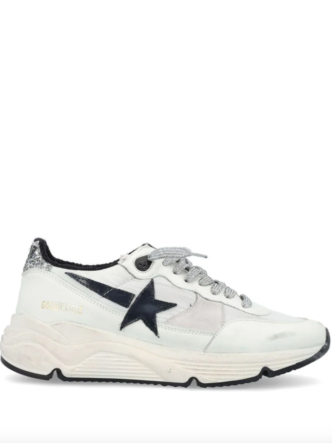 Golden Goose Deluxe Brand Sneakers Running Sole, White Black Silver Soho-Boutique