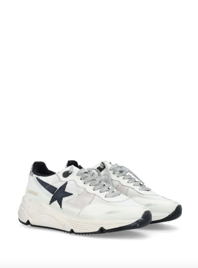Golden Goose Deluxe Brand Sneakers Running Sole, White Black Silver Soho-Boutique