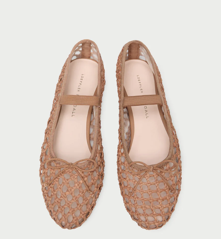 Loeffler Randall Shoe Leonie Crochet Flat, Brown Soho-Boutique