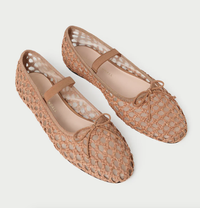 Loeffler Randall Shoe Leonie Crochet Flat, Brown Soho-Boutique