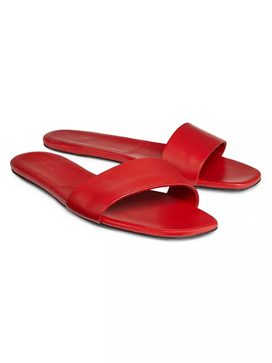 LouLou Studio Sandal Dina Leather Slides, Tomato Soho-Boutique