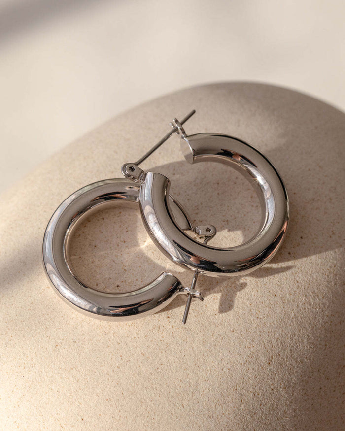 LUV AJ Earrings Baby Amalfi Tube Hoops, Silver Soho-Boutique
