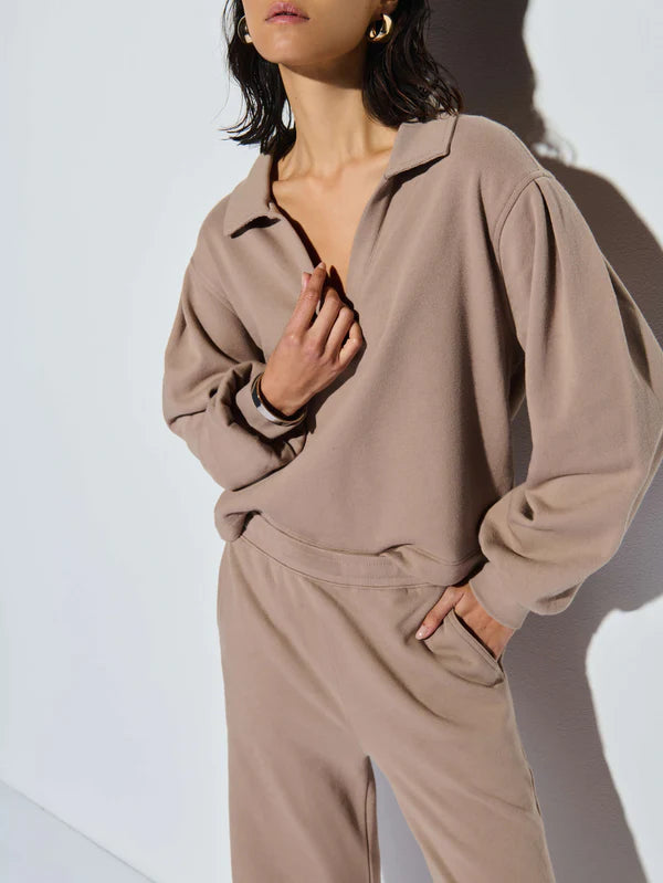 NATION LTD Blake Sweatshirt, Mushroom Soho-Boutique