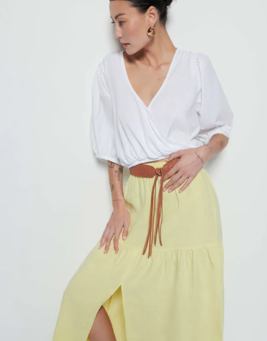 NATION LTD Shirt Charlene Bubble Hem Top,White Soho-Boutique