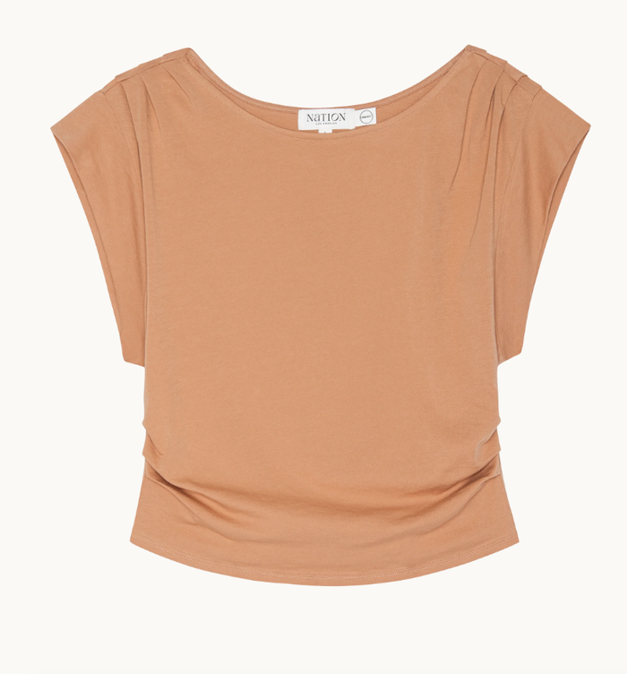 NATION LTD T-Shirt Cerre Cap Sleeve Tee, Latte Soho-Boutique