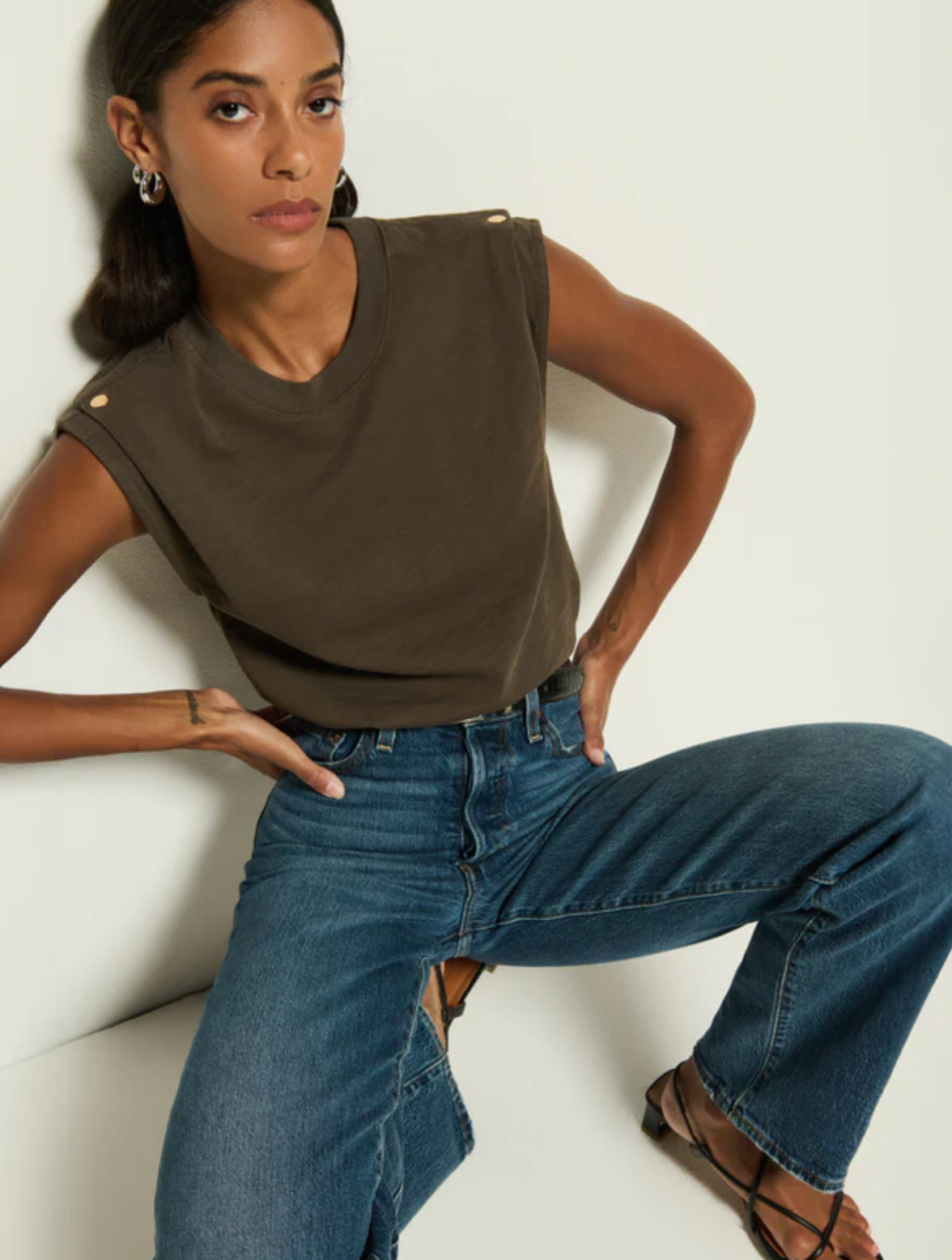 NATION LTD Tank Marina Muscle Tee, Espresso Soho-Boutique