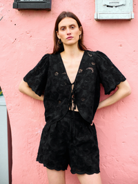 NATION LTD Top Rosalyn Tie Top, Jet Black Soho-Boutique