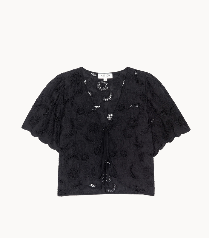 NATION LTD Top Rosalyn Tie Top, Jet Black Soho-Boutique