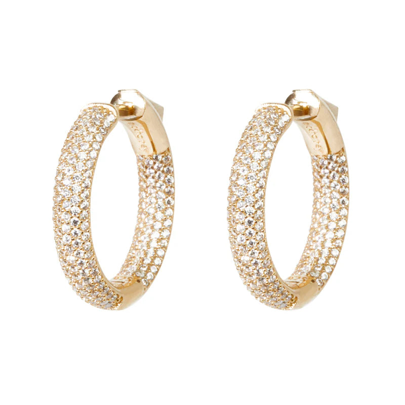 Nickho Rey Earrings Mini Tire Hoops, Gold White Soho-Boutique