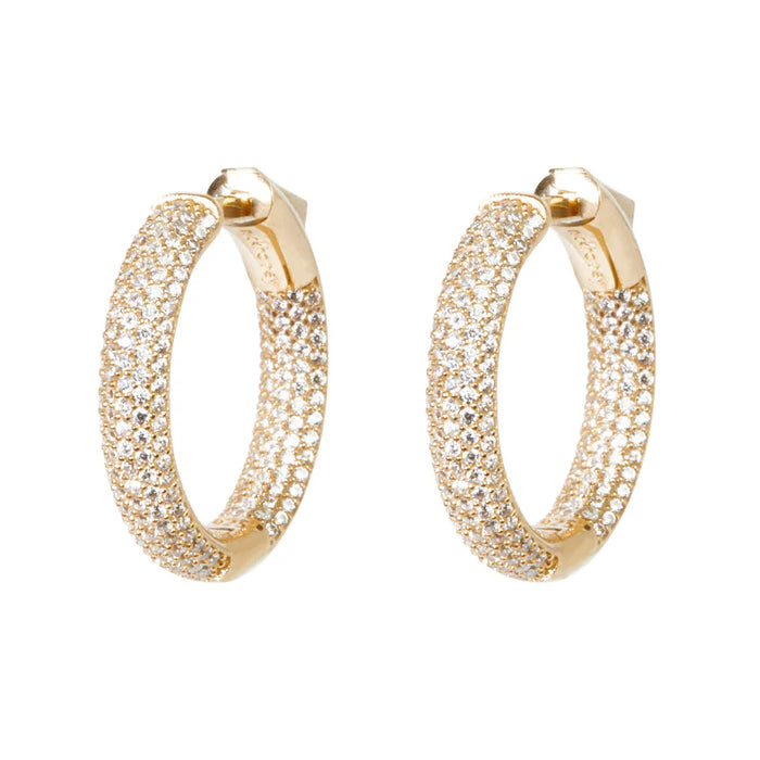 Nickho Rey Earrings Mini Tire Hoops, Gold White Soho-Boutique