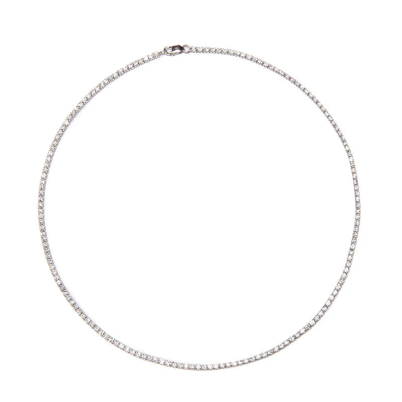 Nickho Rey Necklace Tish Tennis Necklace, Rhodium White Soho-Boutique