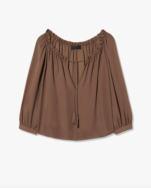 NILI LOTAN Blouse Carley Silk Blouse, Taupe Soho-Boutique