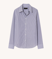 NILI LOTAN Dylan Shrunken Shirt, Mini Navy Stripes Soho-Boutique