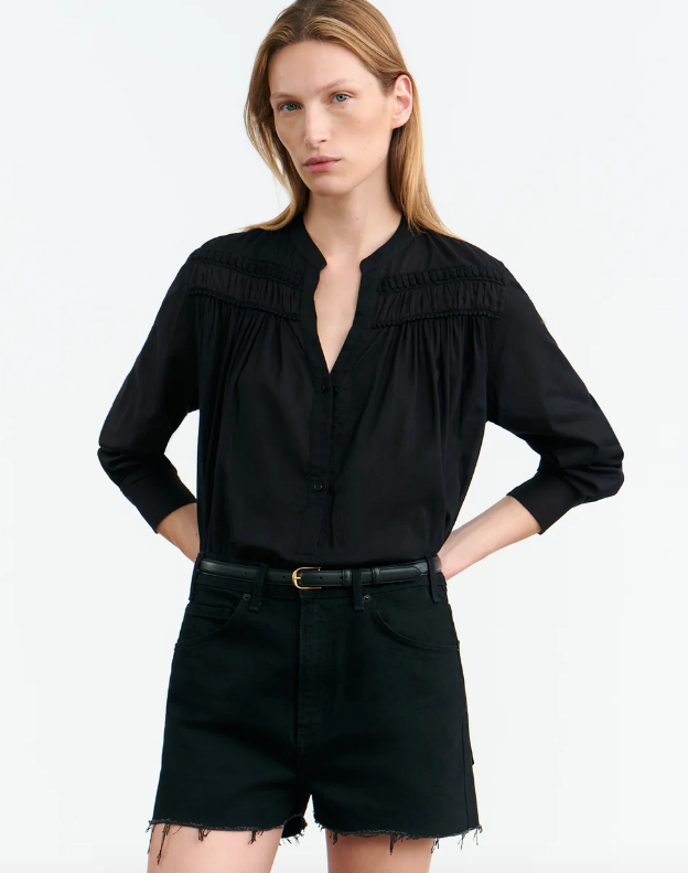 NILI LOTAN Short Cobain Denim Short, Jet Black Soho-Boutique
