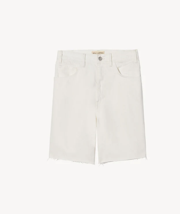 NILI LOTAN Shorts Russel Denim Short, Cream Soho-Boutique