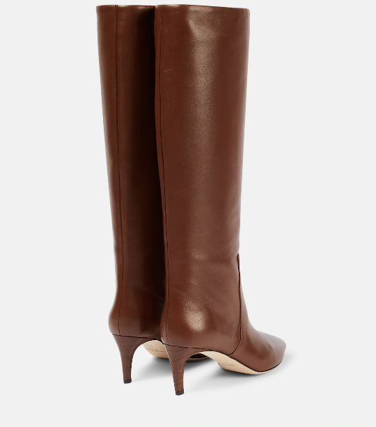 brown leather stiletto boots