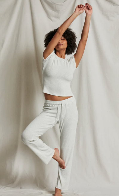 perfectwhitetee Leann Sweater Rib Pant, Heather Ash Soho-Boutique