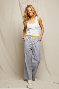 perfectwhitetee Pants Andi Poplin Pants, Chambray/Putty Stripe Soho-Boutique