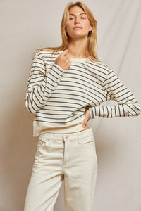 perfectwhitetee Shirt Stef Sweatshirt, Sugar Black Stripe Soho-Boutique