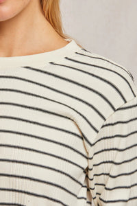 perfectwhitetee Shirt Stef Sweatshirt, Sugar Black Stripe Soho-Boutique