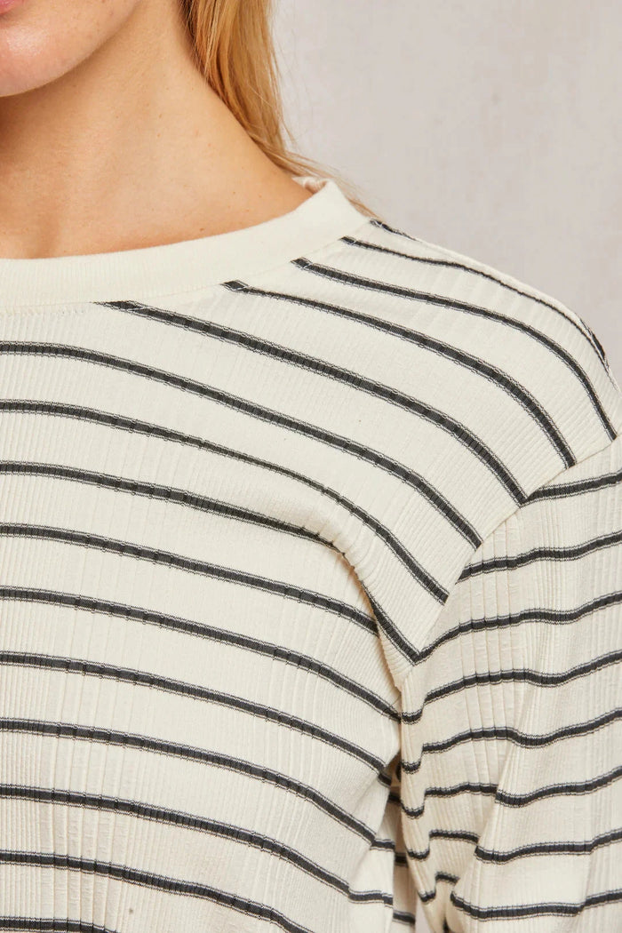 perfectwhitetee Shirt Stef Sweatshirt, Sugar Black Stripe Soho-Boutique