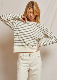 perfectwhitetee Shirt Stef Sweatshirt, Sugar Black Stripe Soho-Boutique