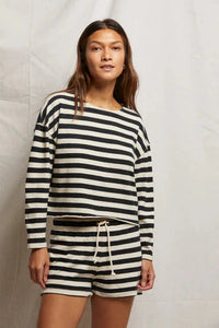 perfectwhitetee Short Jesse Short, Black Natural Stripe Soho-Boutique