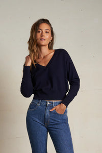 perfectwhitetee Sweater Georgina Sweater, Navy Soho-Boutique