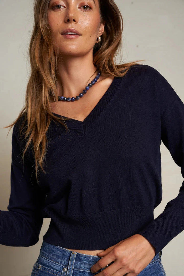 perfectwhitetee Sweater Georgina Sweater, Navy Soho-Boutique