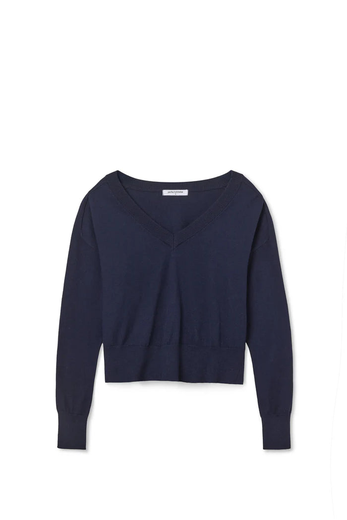 perfectwhitetee Sweater Georgina Sweater, Navy Soho-Boutique