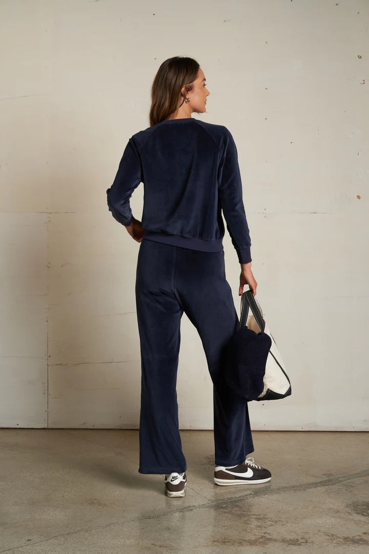 perfectwhitetee Sweatshirt Stella Velour Sweatshirt, Navy Soho-Boutique