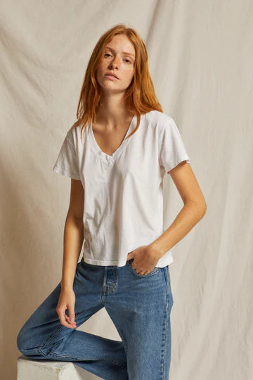 perfectwhitetee T-Shirt Hendrix V Neck, White Soho-Boutique