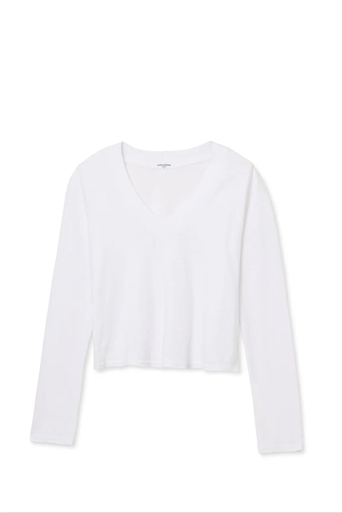 perfectwhitetee Top Fiona Long Sleeve V neck, White Soho-Boutique