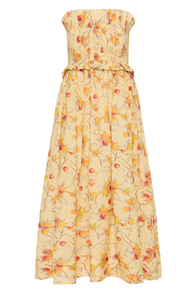 Coby Strapless Dress, Citrus Floral S
