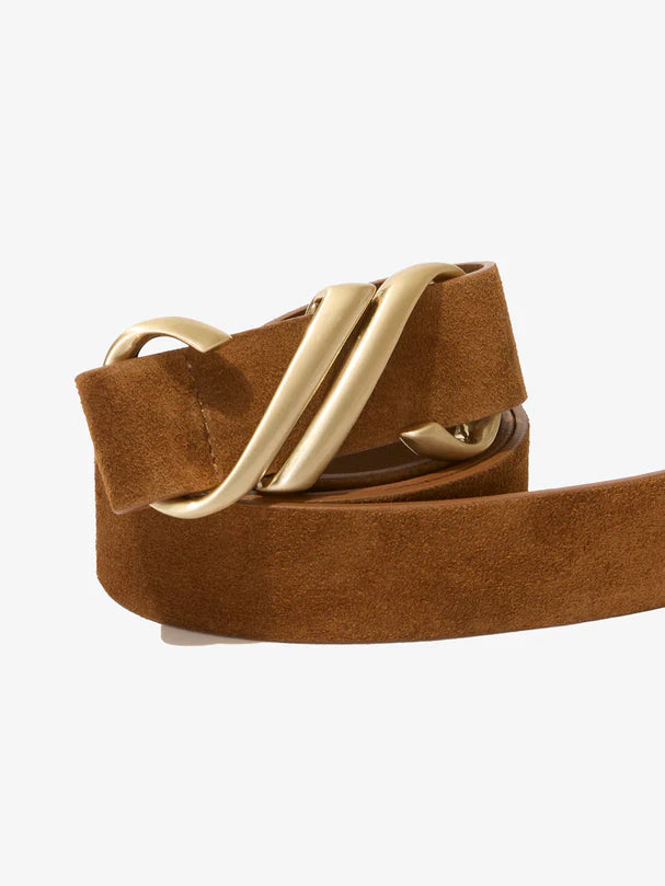 Monogram Belt in Soft Suede, Saddle – Soho Boutique display picture 1