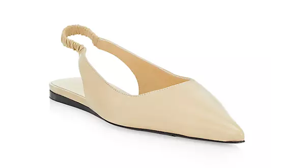 Proenza Schouler Shoes Spike Leather Slingback Flats, Parchment Soho-Boutique