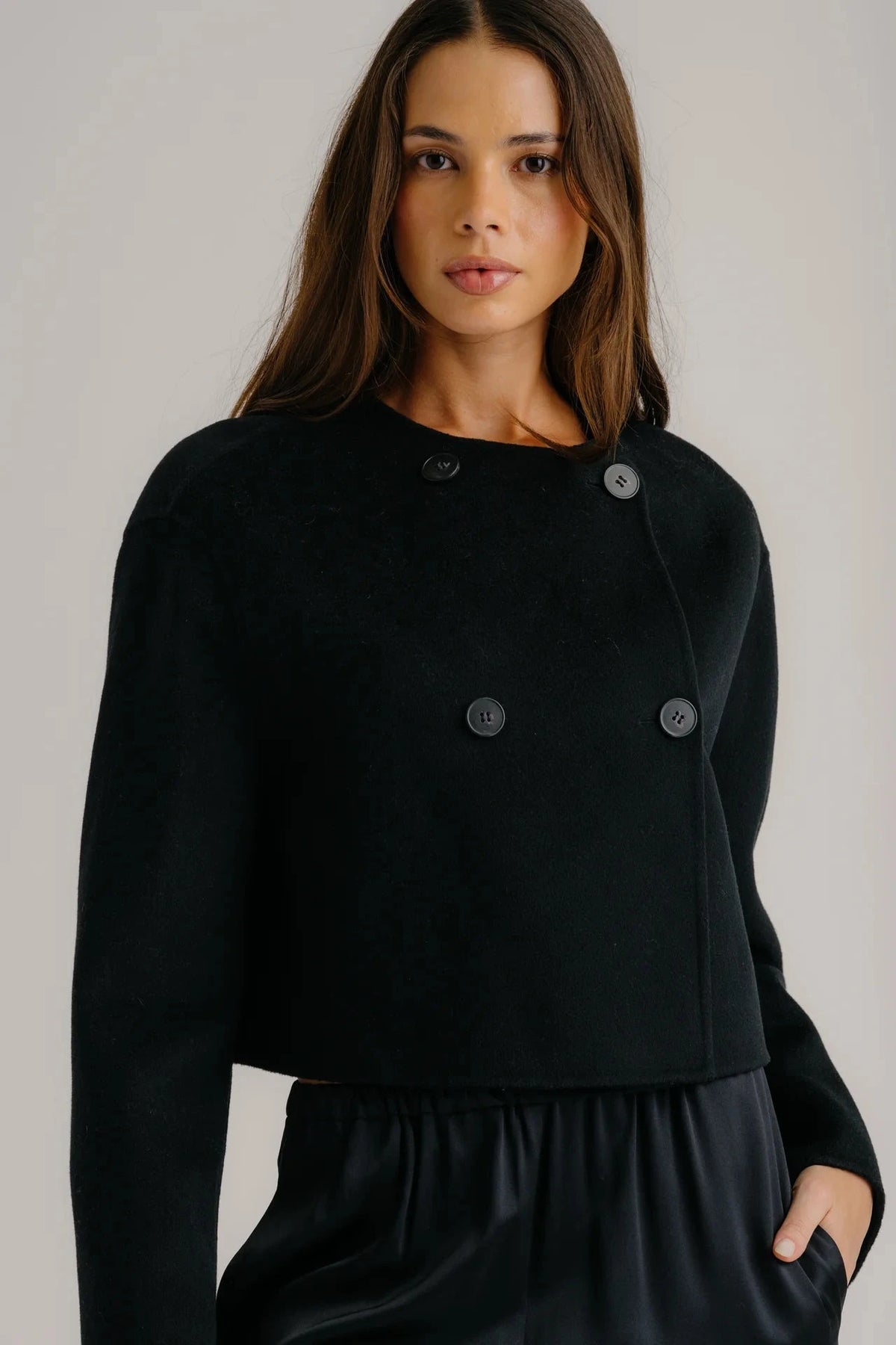 SABLYN Coat Floren Cropped Coat, Black Soho-Boutique