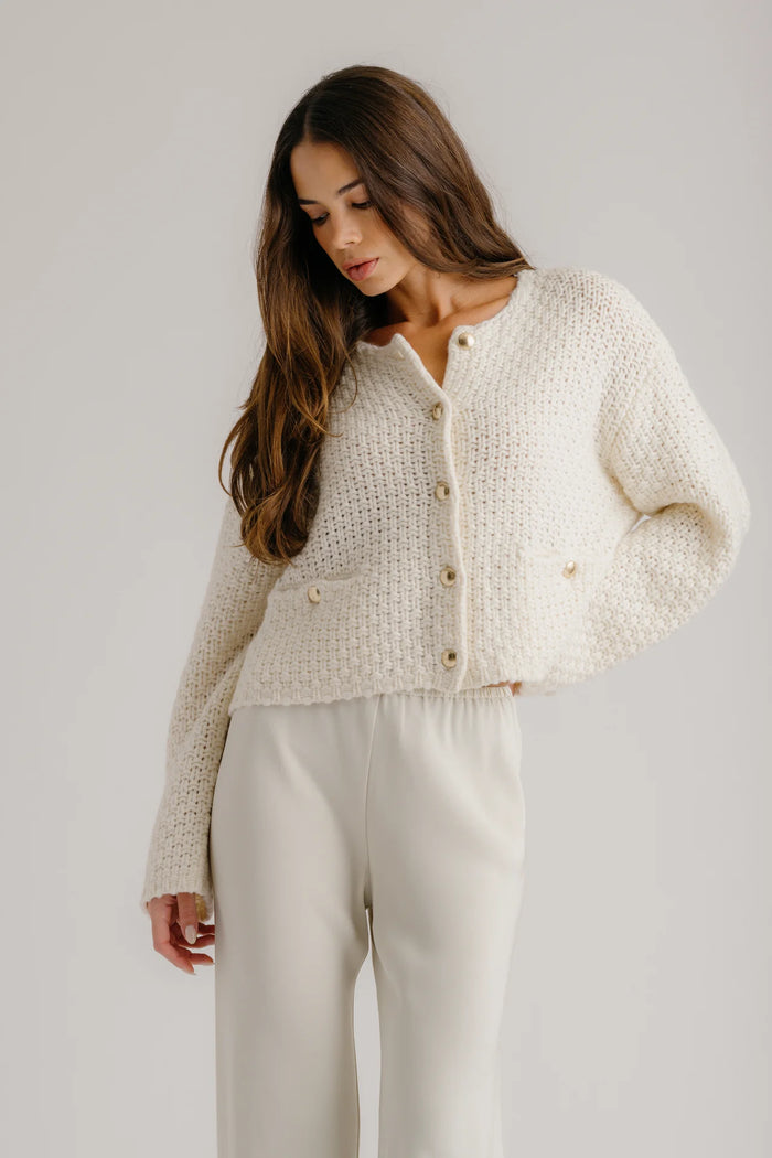 SABLYN Sweater Charlene Cashmere Jacket, Gardenia Soho-Boutique