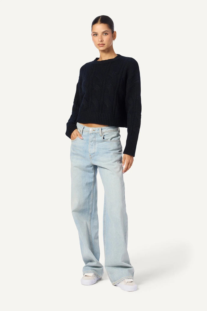 SABLYN Sweater Tristan Cable Knit Pullover, Black Soho-Boutique
