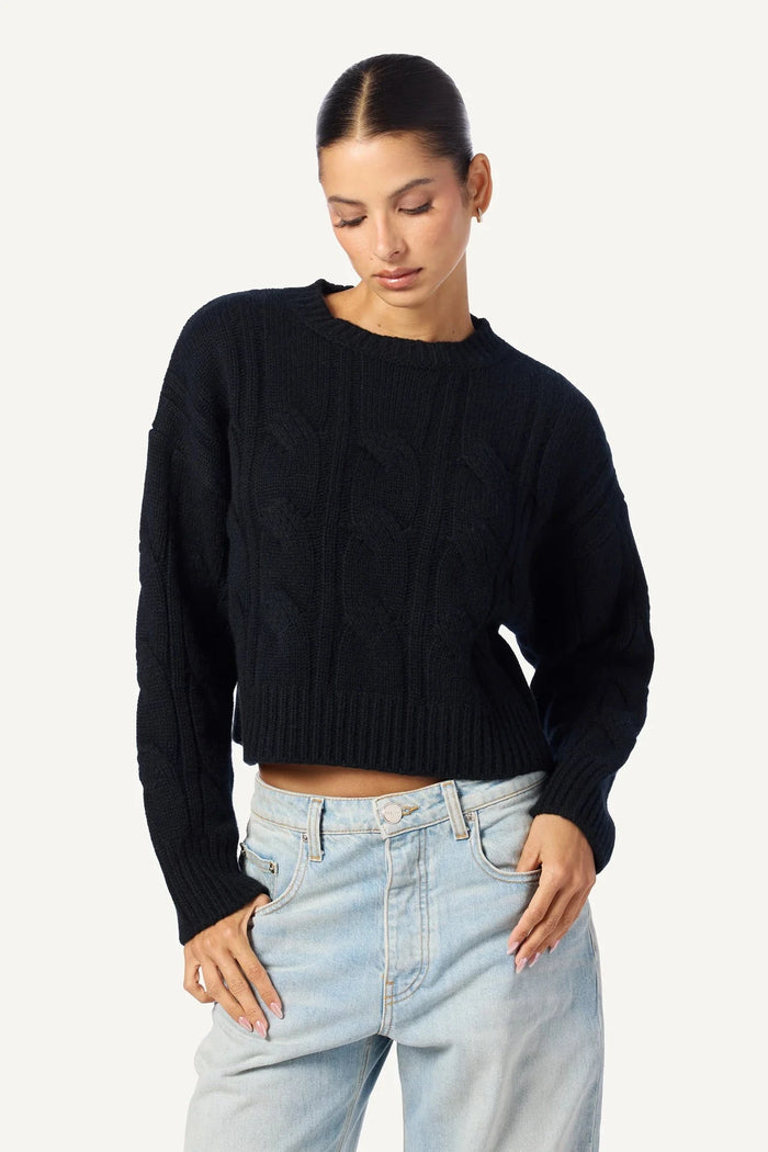 SABLYN Sweater Tristan Cable Knit Pullover, Black Soho-Boutique