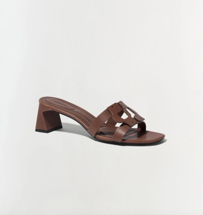 SIMKHAI Shoe Monogram Block Heel, Sable Soho-Boutique