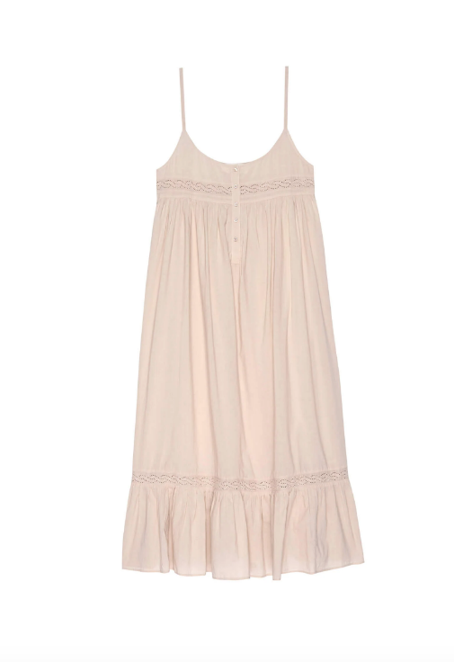 The Great Dress The Eyelet Ruffle Tank Night Dress, Soft Rose Soho-Boutique