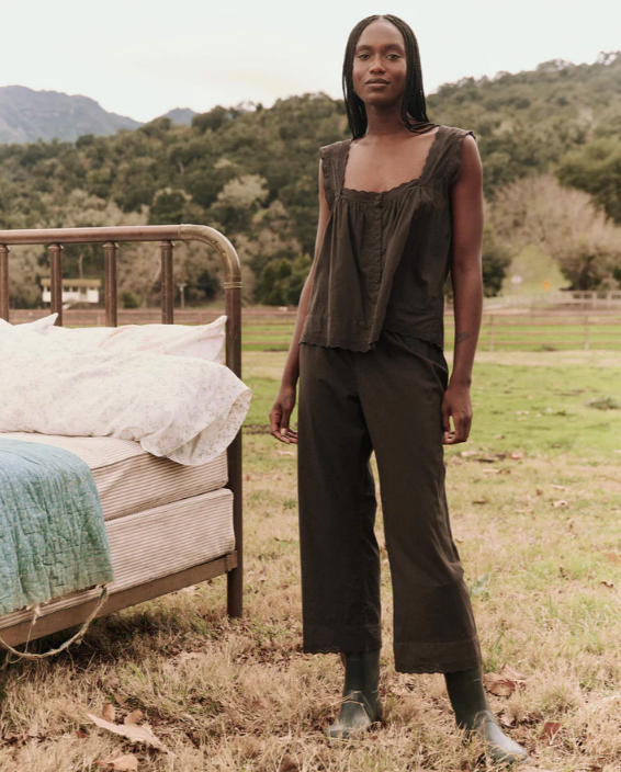 The Great Pajamas The Eyelet Easy Sleep Pant, Black Soho-Boutique