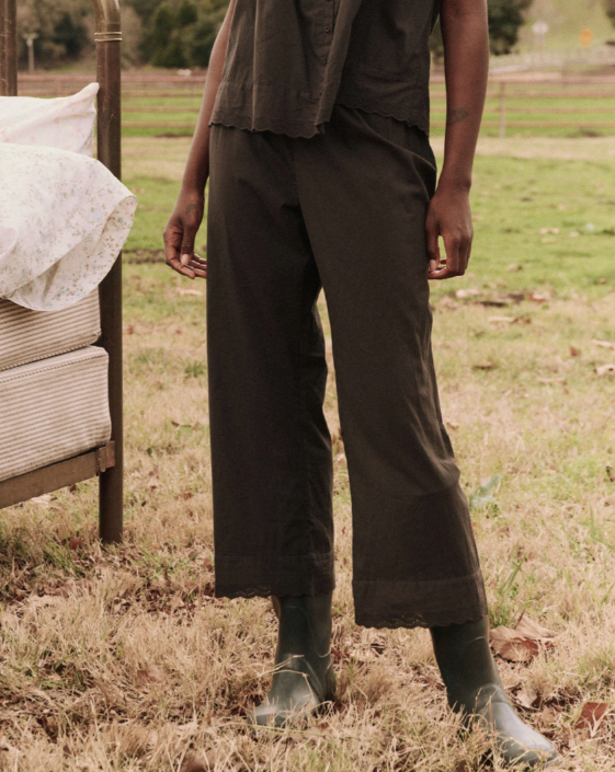The Great Pajamas The Eyelet Easy Sleep Pant, Black Soho-Boutique